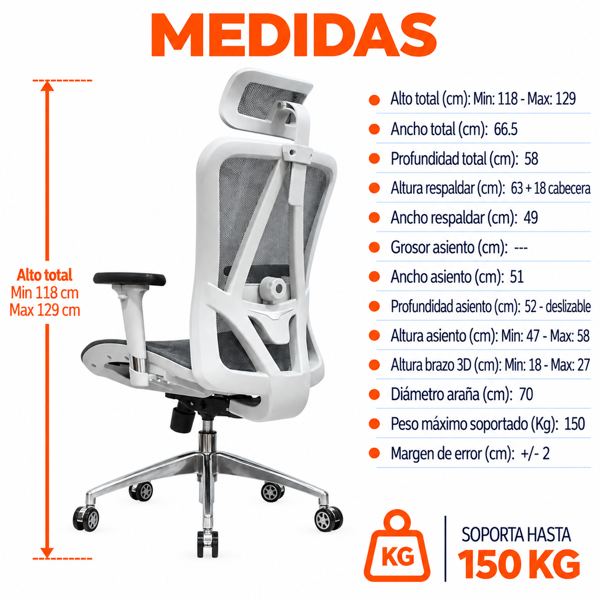 Silla De Oficina Presidencial Ergonómica - Levi Plus