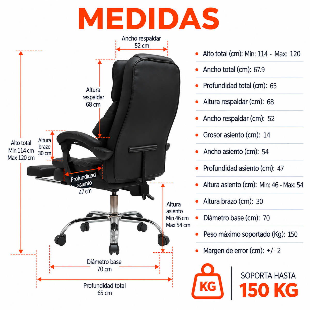 Silla De Oficina Presidencial Ergonómica - Brotcrp