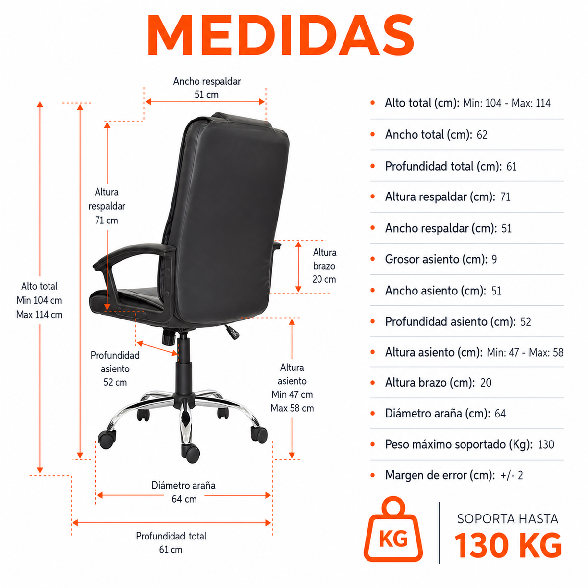 Silla De Oficina Presidencial Ergonómica - Basic
