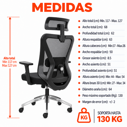Silla De Oficina Presidencial Ergonómica - Dolfin