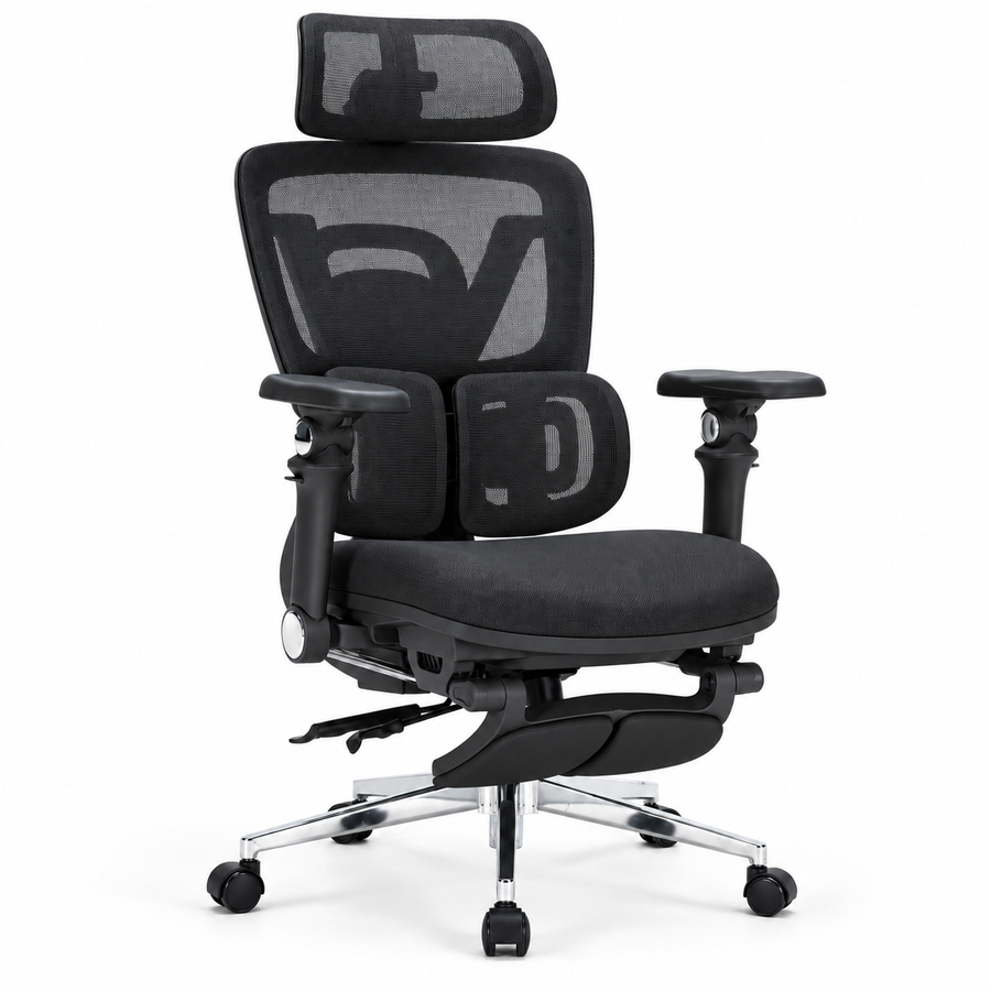 Silla De Oficina Presidencial Ergonómica - Ergo Tapiz Negro