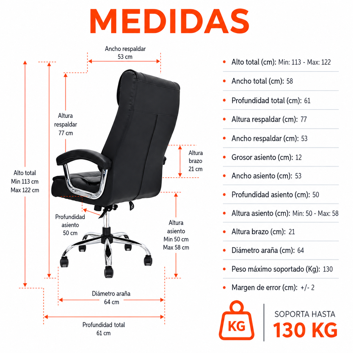 Silla De Oficina Presidencial Ergonómica - Boreal