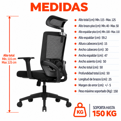 Silla De Oficina Presidencial Ergonómica - Fer