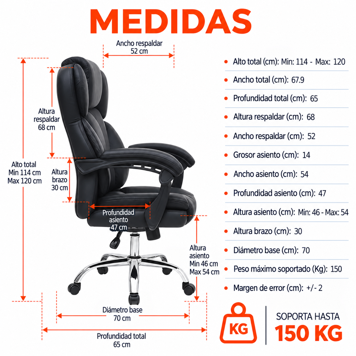 Silla De Oficina Presidencial Ergonómica - Brotsrp