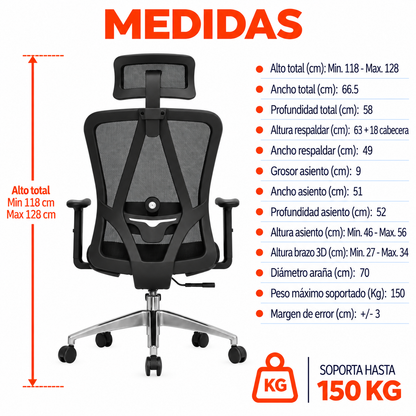 Silla De Oficina Presidencial Ergonómica - Levi