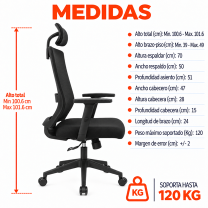 Silla De Oficina Presidencial Ergonómica - Kum